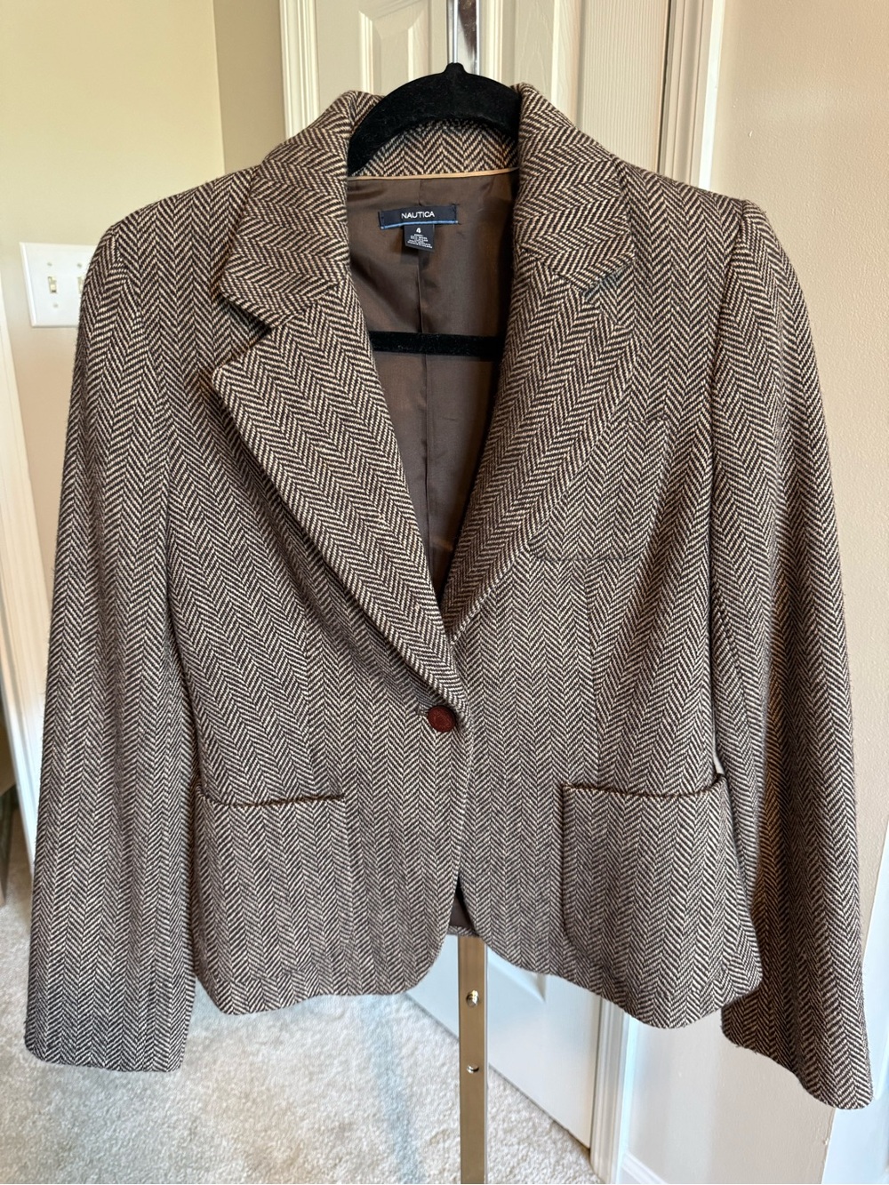 Nautica Women's Brown Herringbone Blazer